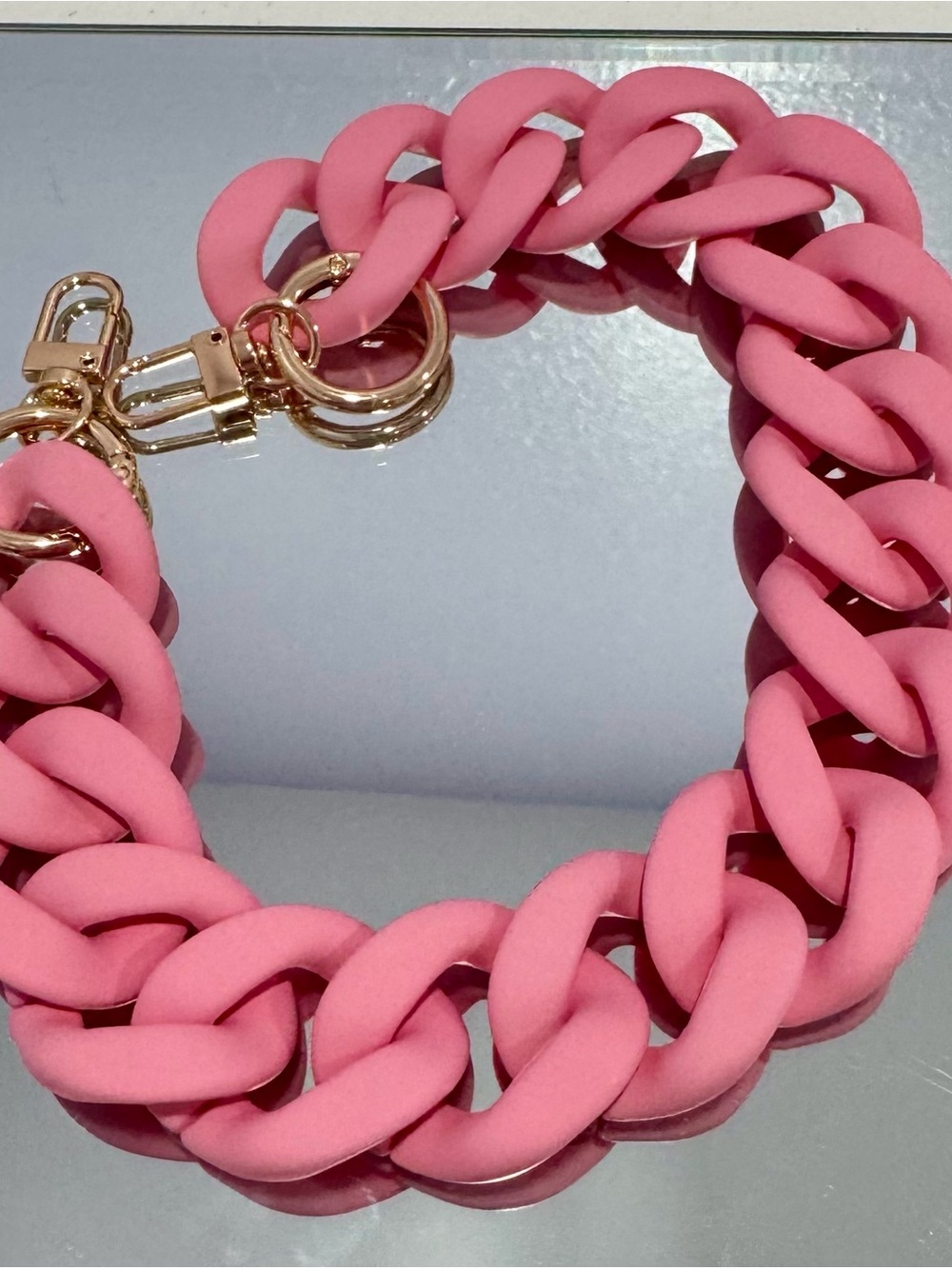New Acrylic Matte Pink Bag Chain 18 inches with Gold Hardware